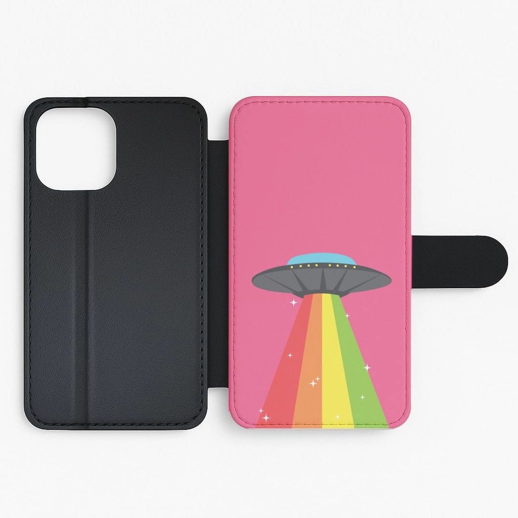 Minimal Comfort Portable Case Rainbow Alien Spaceship Flip / Wallet Phone Case
