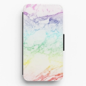 Modern feature Vibrant Colors Rainbow Streak Marble Pattern Flip / Wallet Phone Case