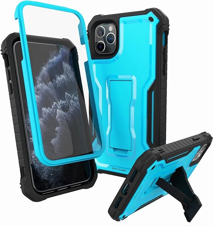 ExoGuard for iPhone 11 Series Case, Rubber Shockproof Full-Body Cover Case Built-in Screen Protector with Kickstand for iPhone 11/iPhone 11 Pro/iPhone 11 Pro Max Smooth Layer