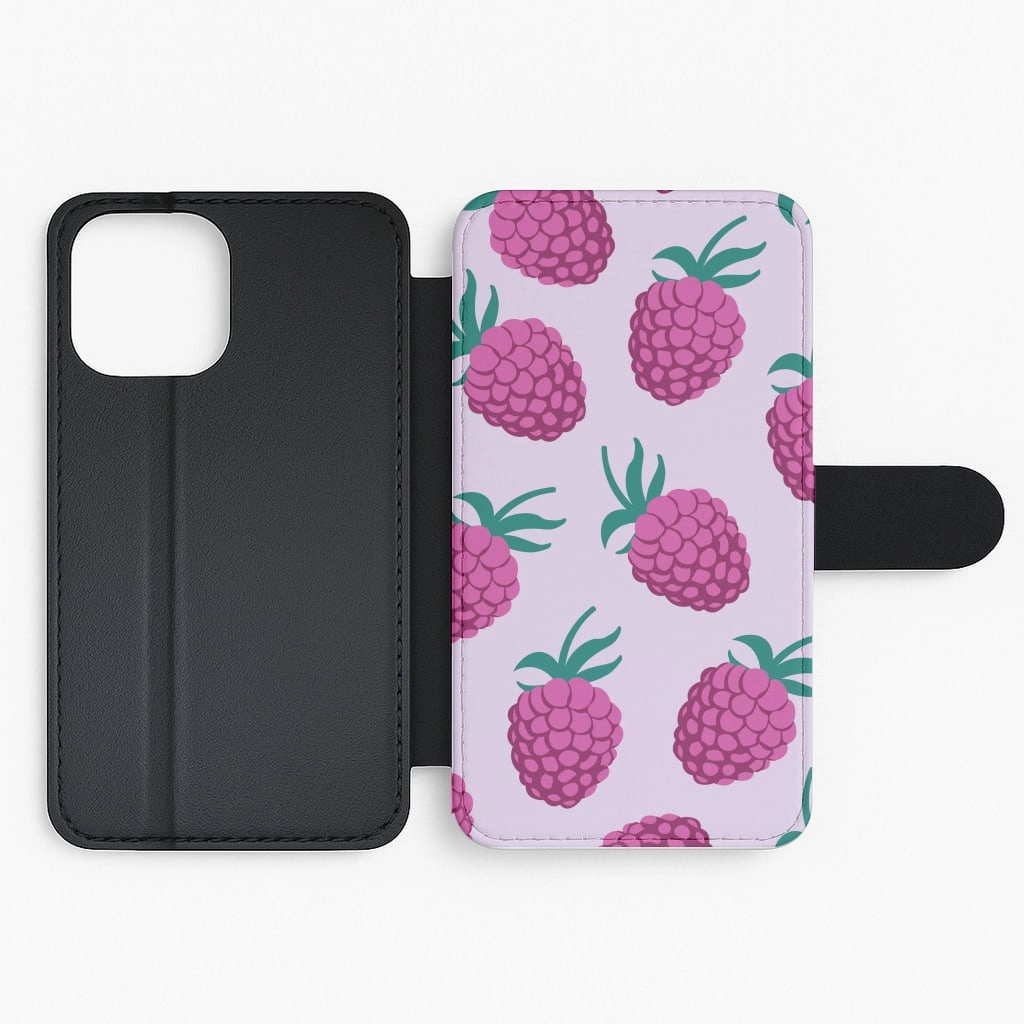 Rasberries - Fruit Patterns Flip / Wallet Phone Case Clear Surface