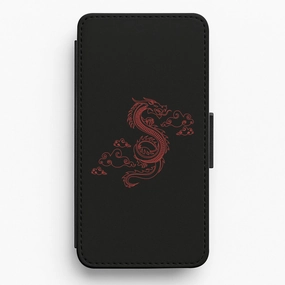 Red - Dragon Patterns Flip / Wallet Phone Case Urban Design Premium Texture Layer
