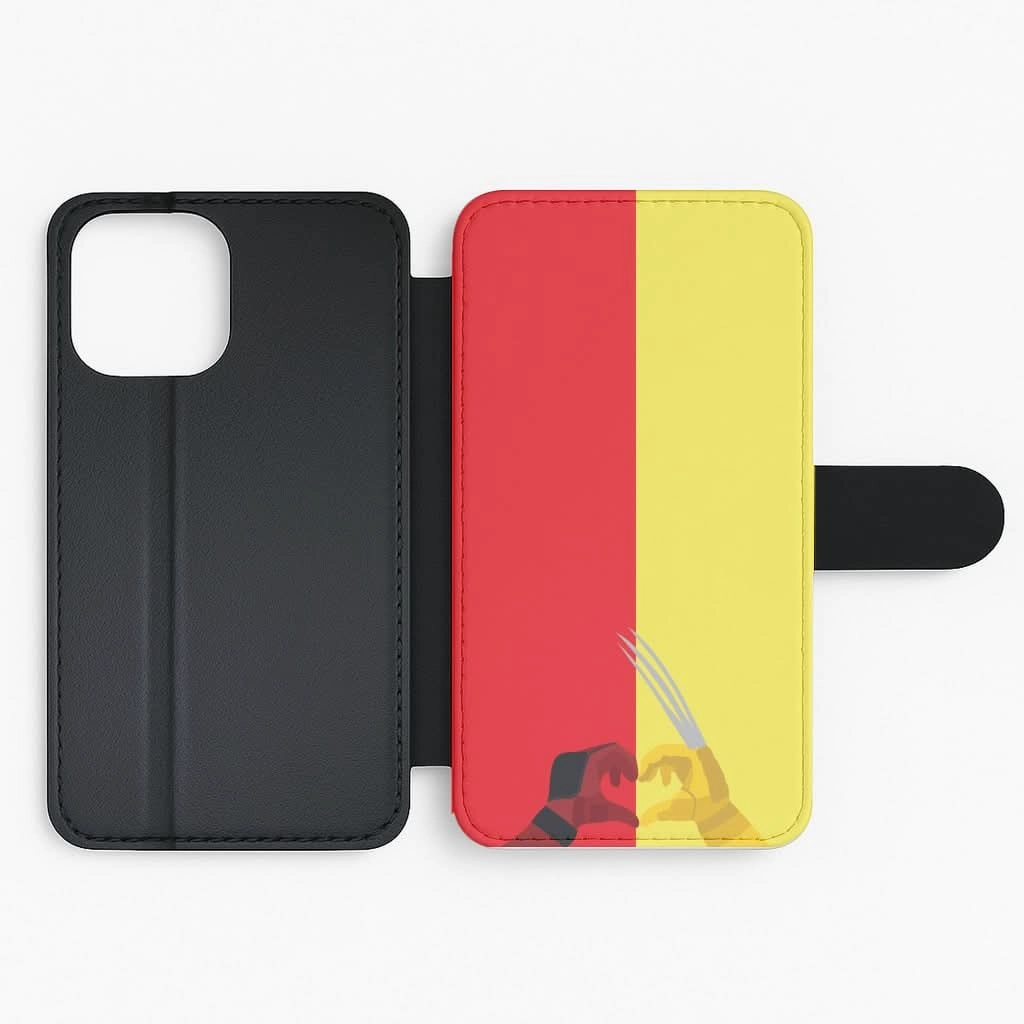 Red And Yellow Heroes Love Heart Flip / Wallet Phone Case Classic Grip Easy Grip