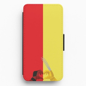 Red And Yellow Heroes Love Heart Flip / Wallet Phone Case Soft Layer Texture Smooth Pattern Design