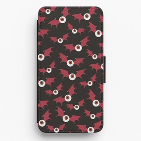 Comfort Edge Everyday Function Red Bat Pattern Flip / Wallet Phone Case