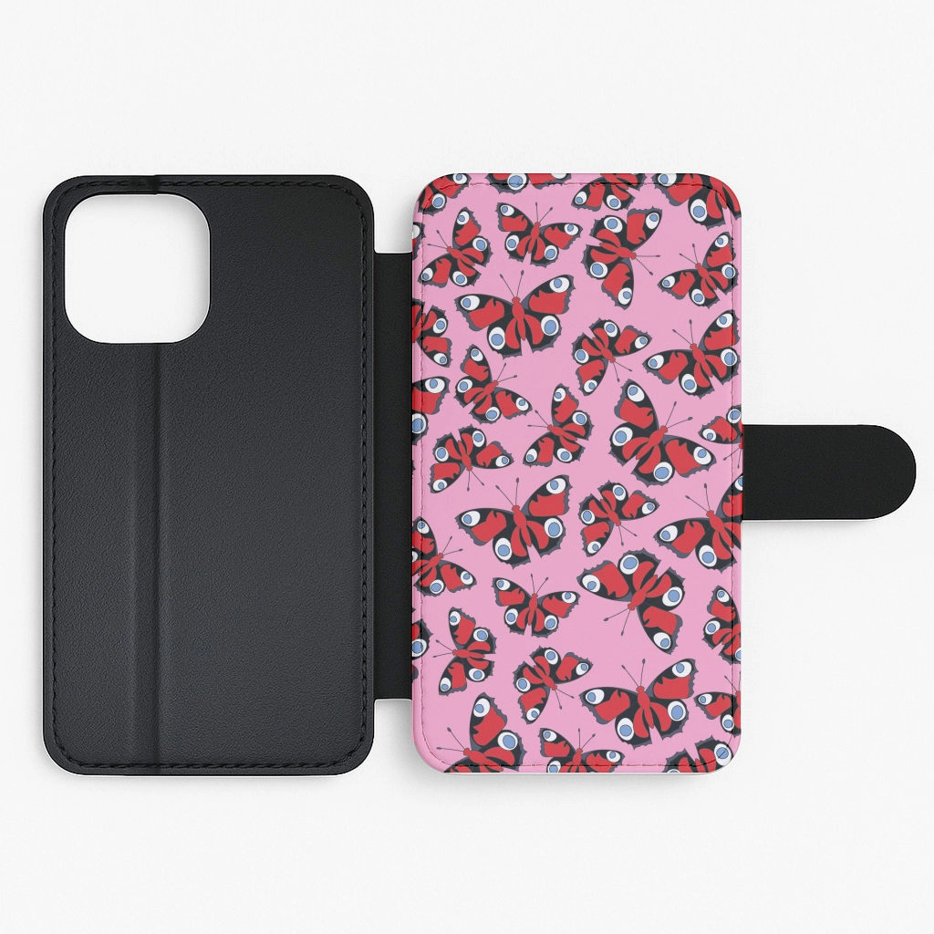 Luxury Build Sleek Detail Red Butterfly - Butterfly Patterns Flip / Wallet Phone Case