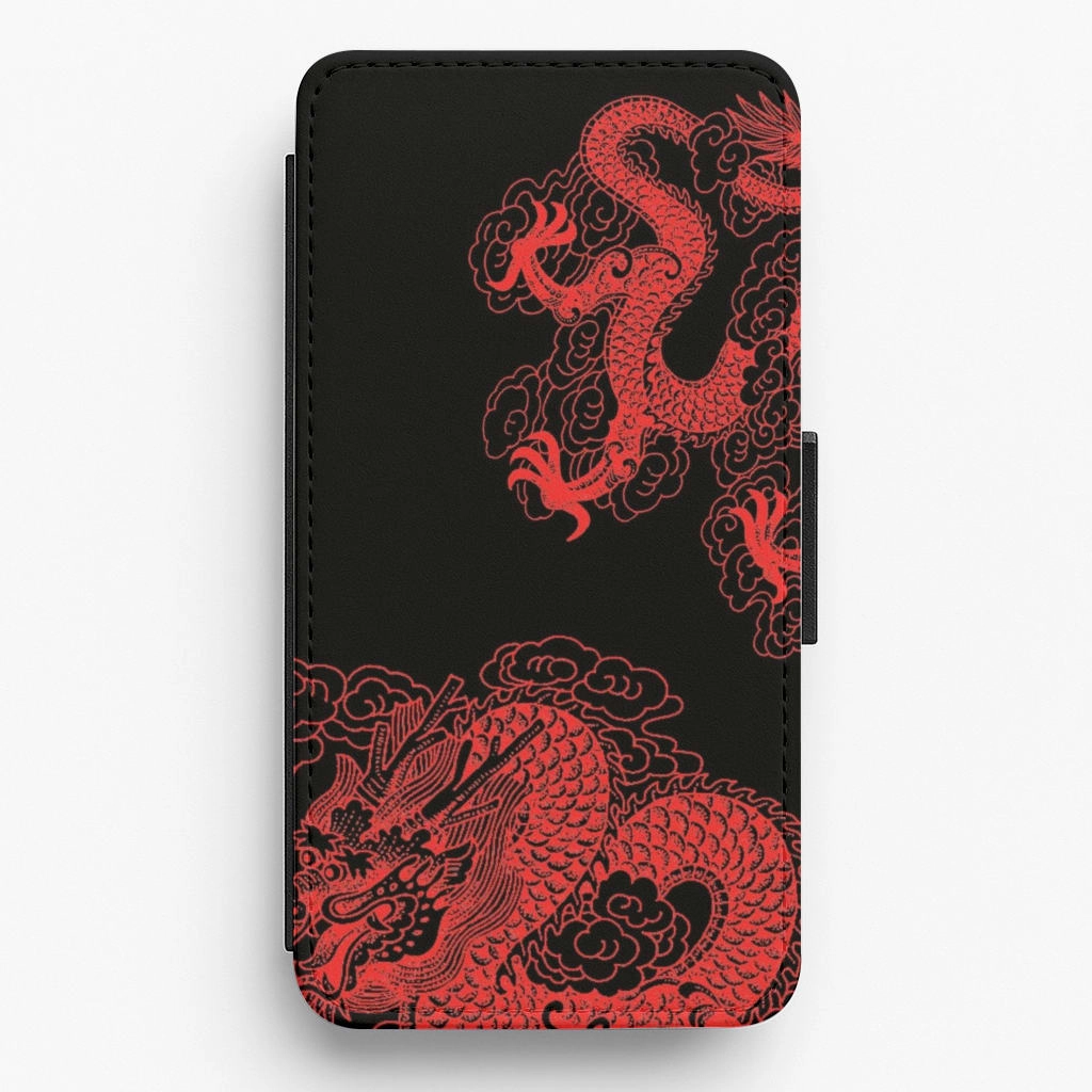 Red Dragon Flip / Wallet Phone Case Durable Surface Design