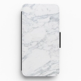 White Marble Pattern Flip / Wallet Phone Case Durable Finish