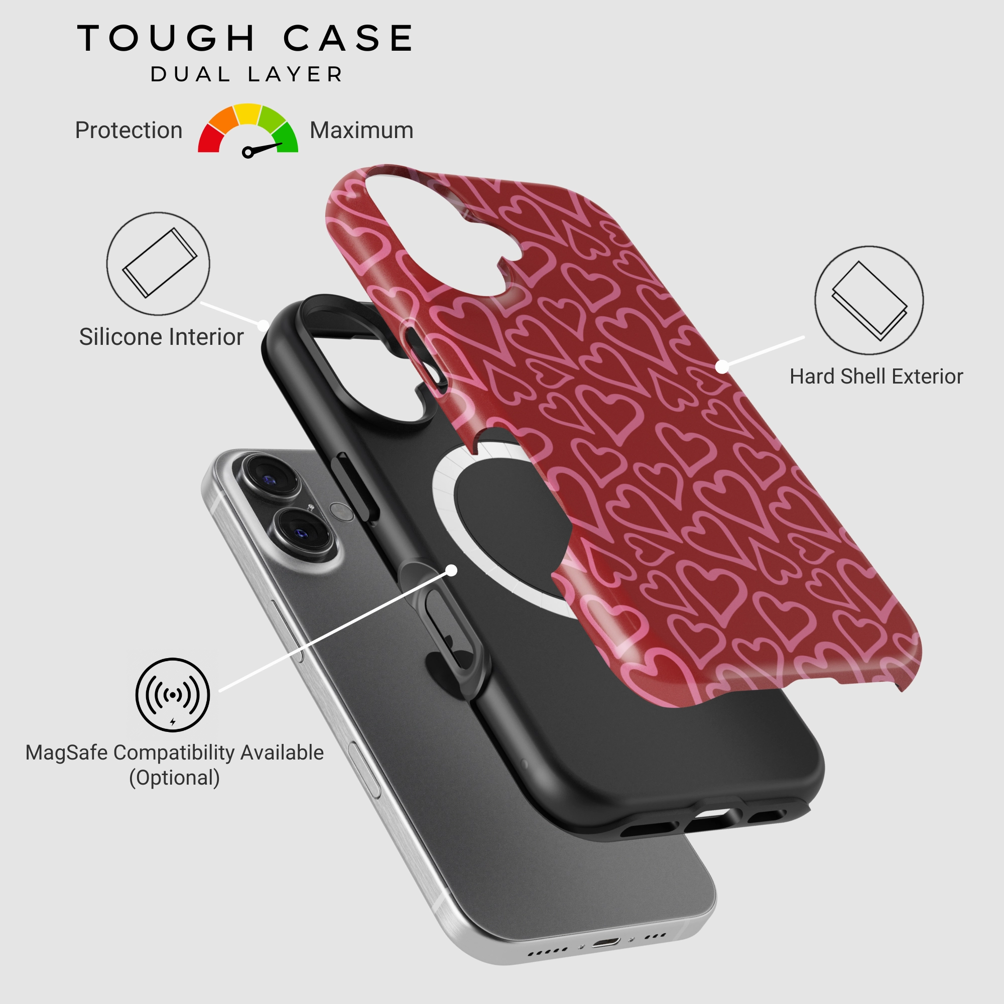 Bonded Hearts Rugged Look Finish Sleek Appearance