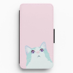 Curious Cat Flip Wallet Phone Case Pocket Size Minimalist Aesthetic