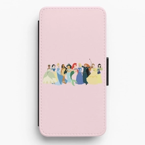 Shock Resistant Build Fairytale Princesses Cast Flip / Wallet Phone Case