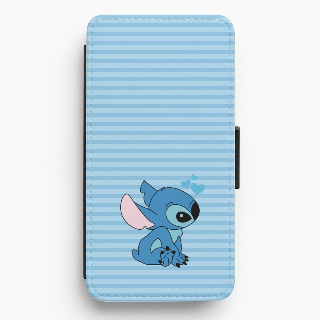 Travel Friendly Modern Build Texture Blue Hearts Alien Blue Valentine's Flip / Wallet Phone Case