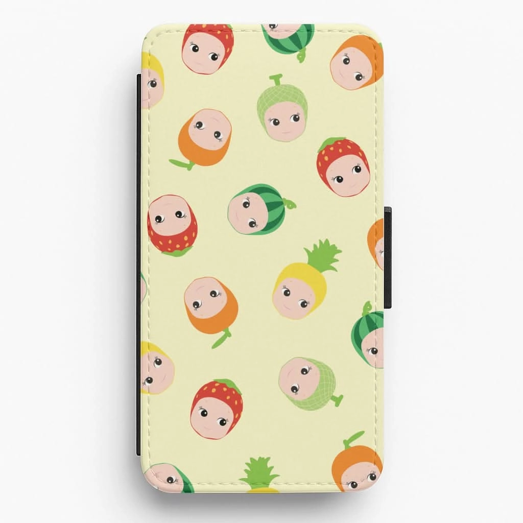 Premium Pattern Design Cushioned Edge Fruit Angels Pattern Flip / Wallet Phone Case