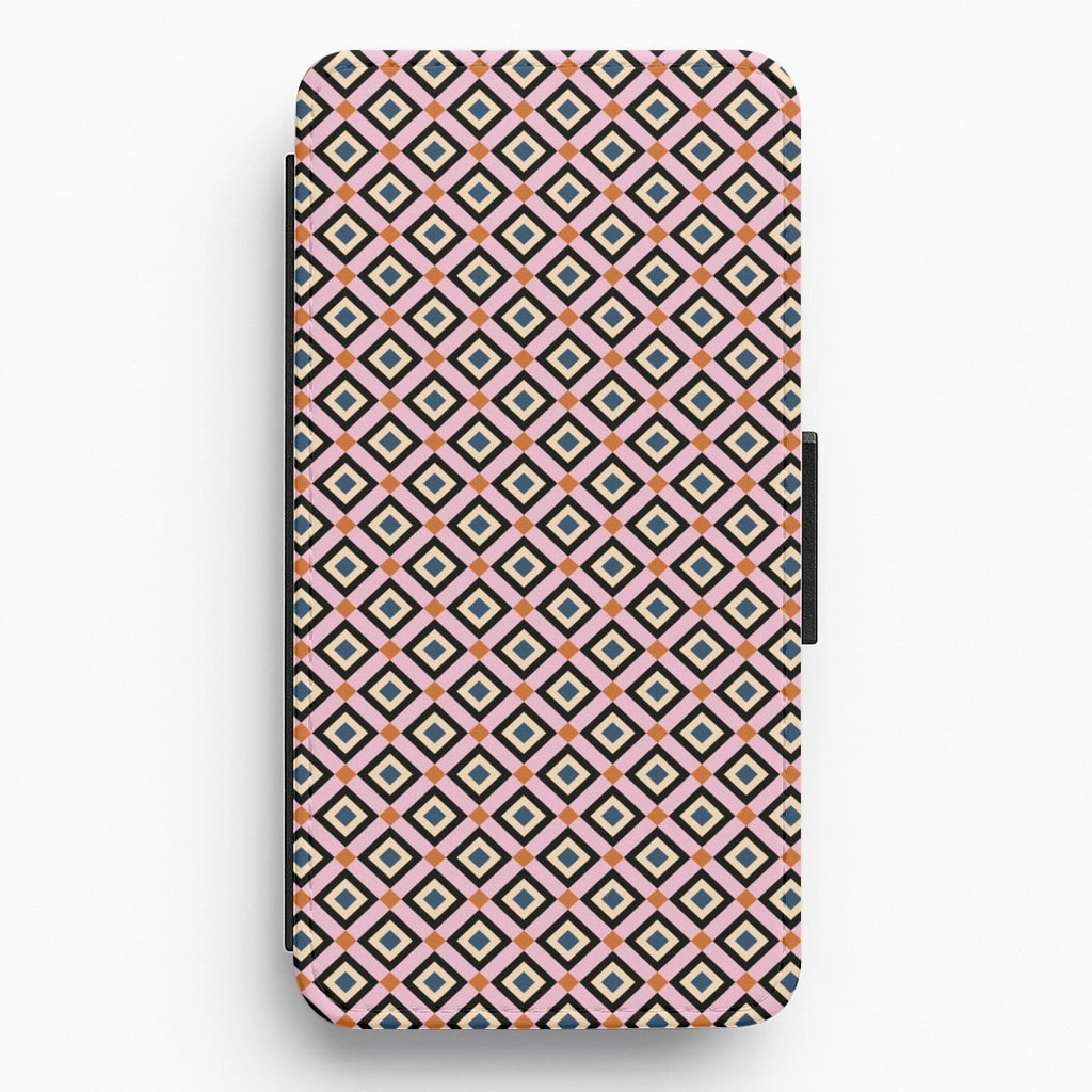 Classic Texture Protective Layering Retro Diamonds Pattern Flip / Wallet Phone Case