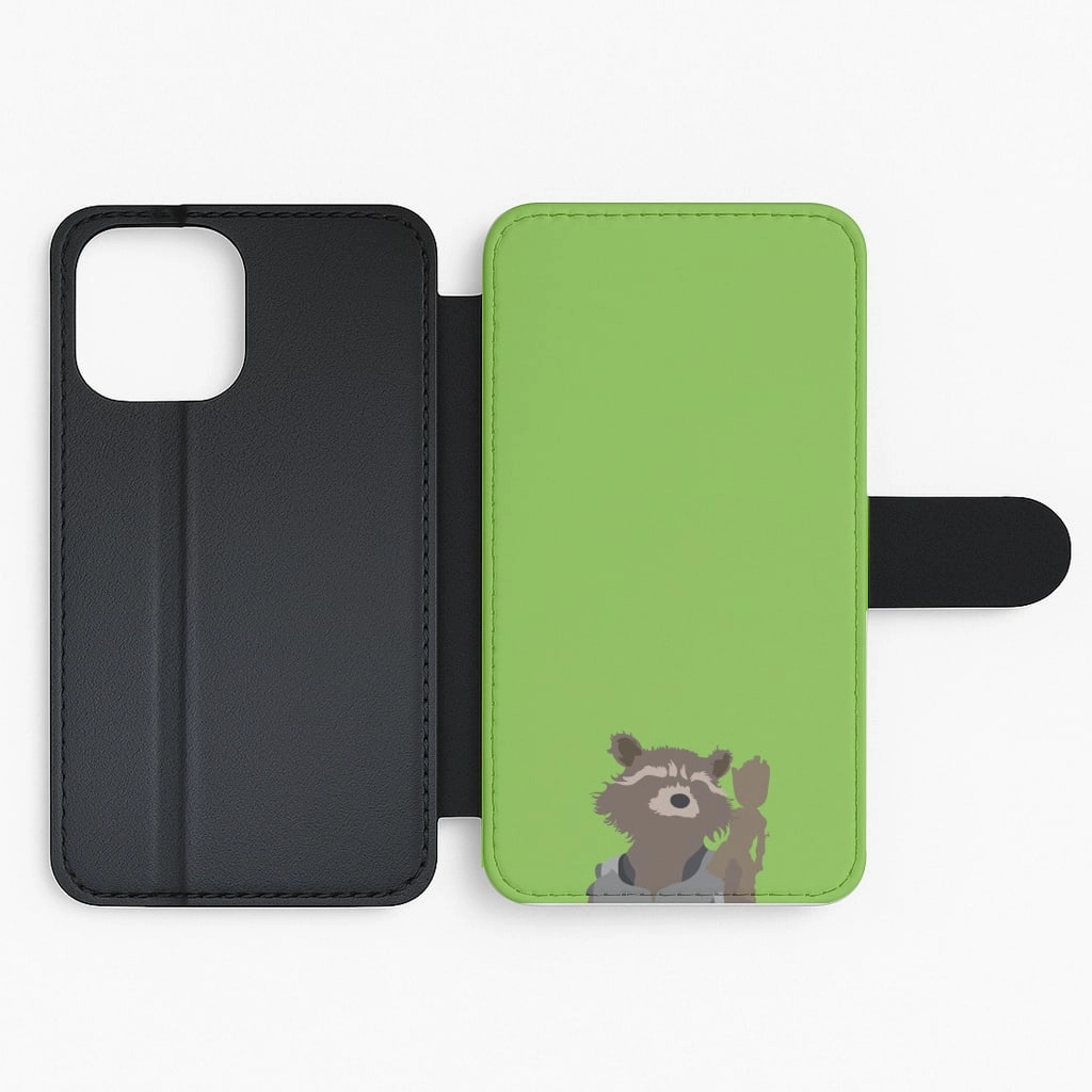 Impact Guard Smooth Texture Pattern Rocket Raccoon And Groot - GOTG Flip / Wallet Phone Case