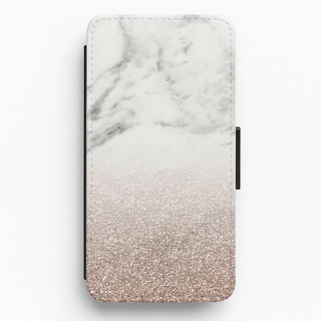 Fashion Statement Rose Gold Glitter & Marble Flip / Wallet Phone Case
