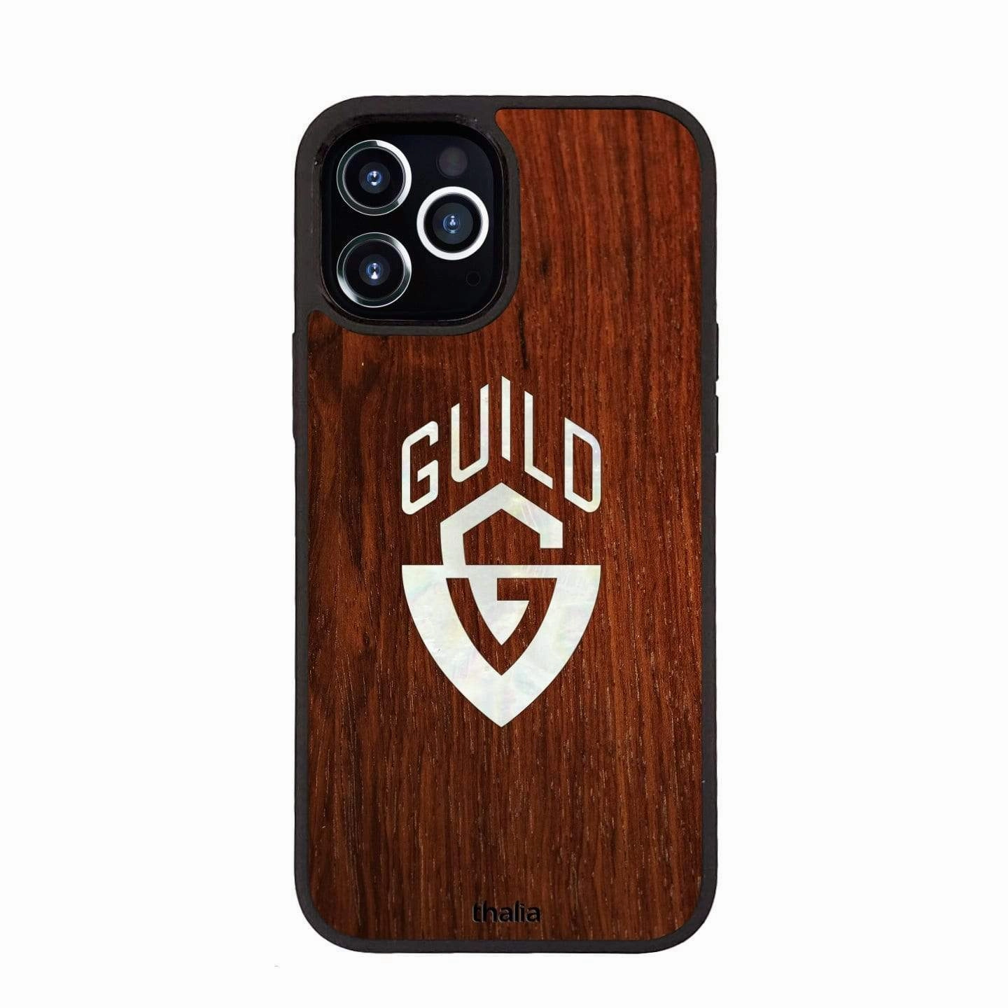 Rosewood with Guild G-Shield Pearl Logo | iPhone Case Smooth Layer Texture