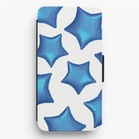 Refined Finish Blue Star Balloons Pattern Flip / Wallet Phone Case