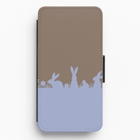 Transparent Edge Bunny Outline  Flip / Wallet Phone Case