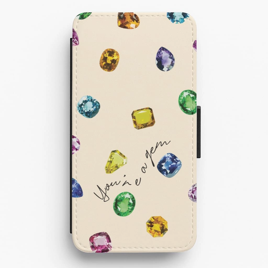 Modern Build Premium Style You're A Gem Pattern Flip / Wallet Phone Case