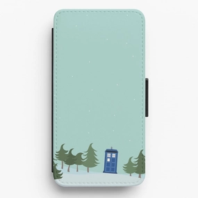 Matte Feel Matte Surface Design Christmas Tardis - Doctor Who Flip / Wallet Phone Case