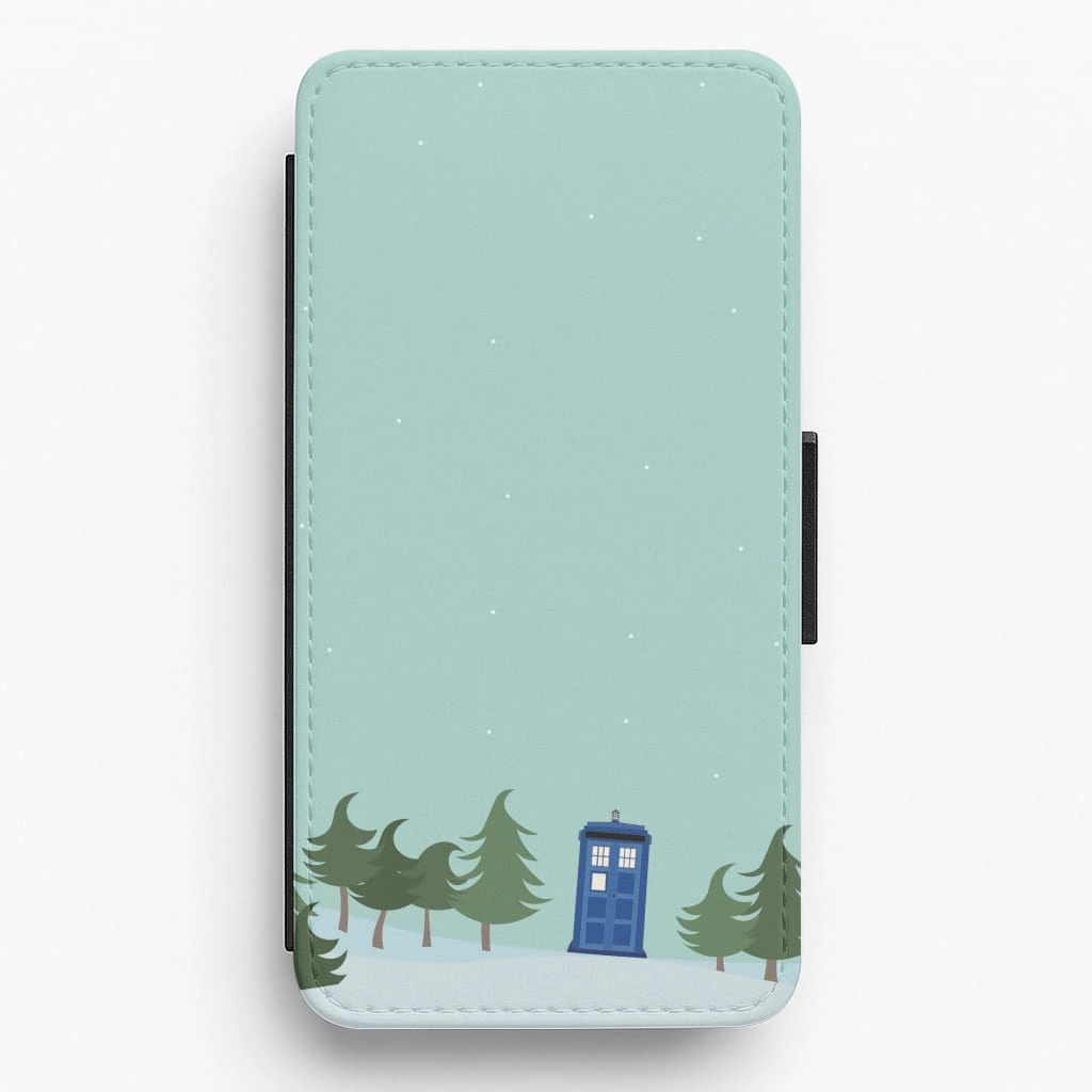 Matte Feel Matte Surface Design Christmas Tardis - Doctor Who Flip / Wallet Phone Case