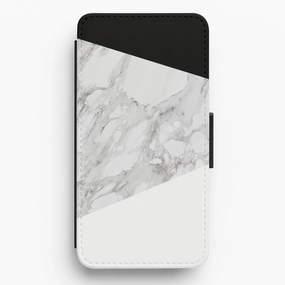 Soft Design White, Black and Marble Pattern Flip / Wallet Phone Case