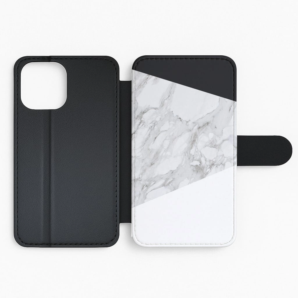 Polished Detail Edge White, Black and Marble Pattern Flip / Wallet Phone Case
