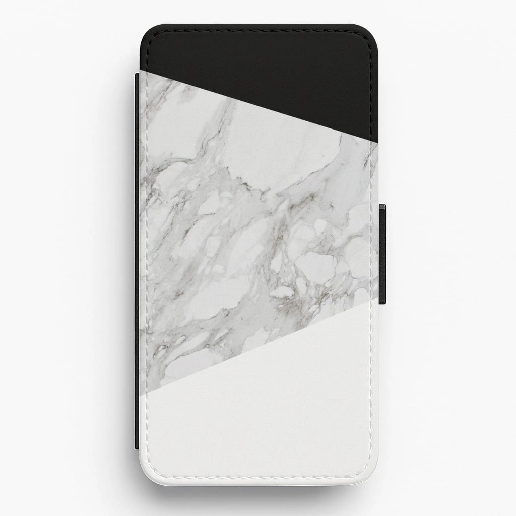 Soft Design White, Black and Marble Pattern Flip / Wallet Phone Case
