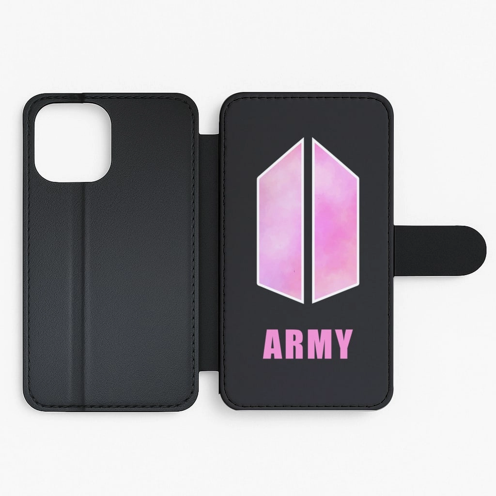BTS Army Pink - K Pop Flip / Wallet Phone Case Grip Enhanced Protective cover