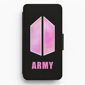 Gloss Finish Luxury Appeal BTS Army Pink - K Pop Flip / Wallet Phone Case