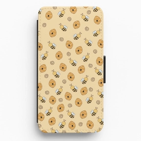 Honey Bees - Spring Patterns Flip / Wallet Phone Case Durable Pattern Protective barrier