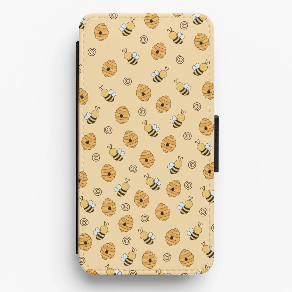 Honey Bees - Spring Patterns Flip / Wallet Phone Case Durable Pattern Protective barrier