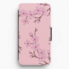 Protective Finish Cherry Blossom Pattern Flip / Wallet Phone Case