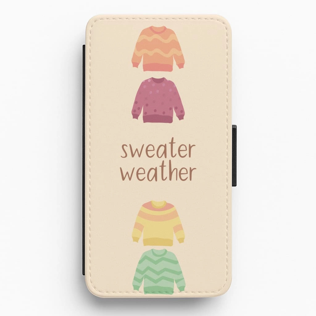 Premium Protection Clear Edge Sweater Weather - Autumn Flip / Wallet Phone Case