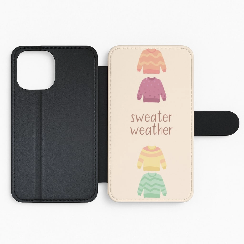 Premium Look Vibrant pattern Sweater Weather - Autumn Flip / Wallet Phone Case