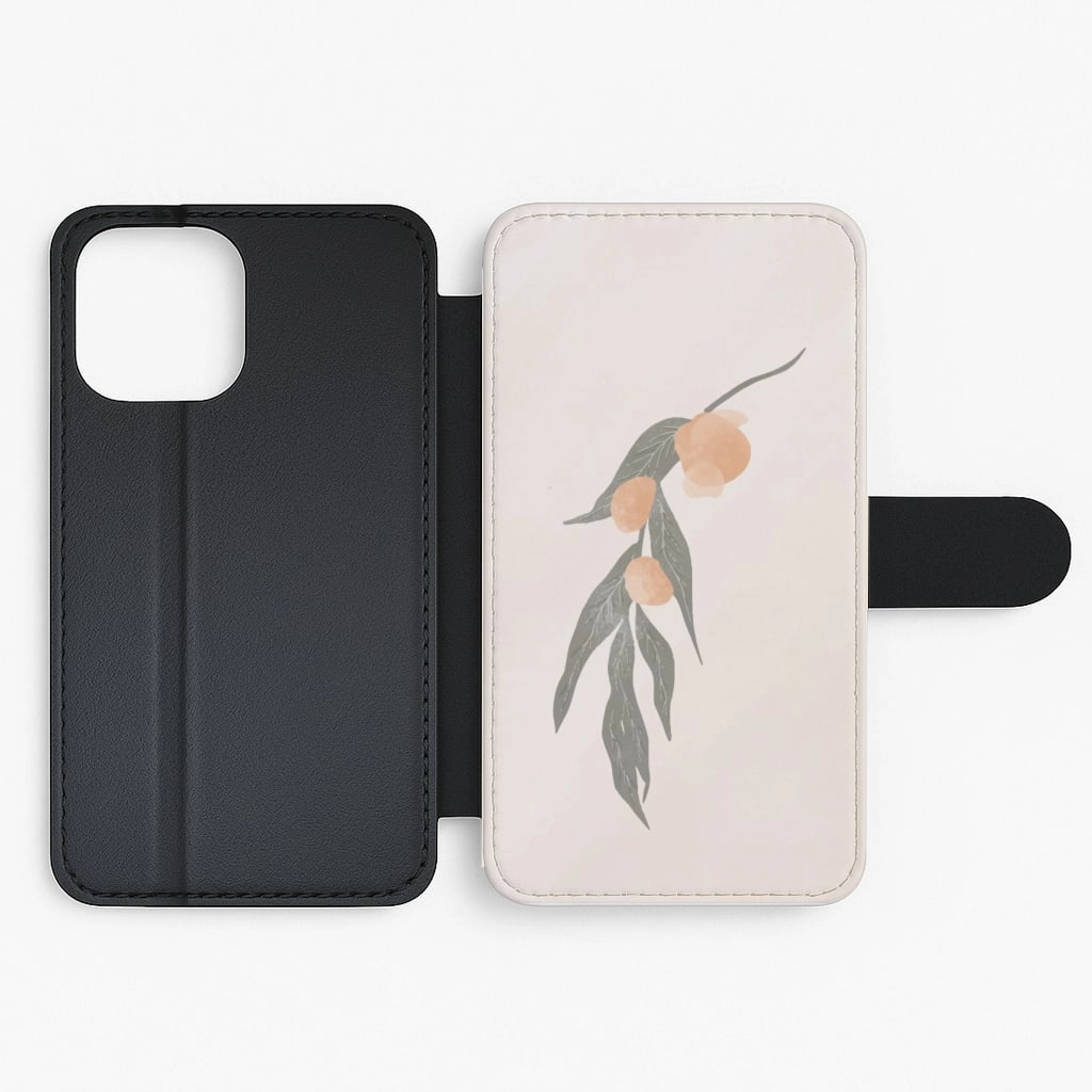 Matte Texture Design Gloss Surface Layer Spring Peaches Flip / Wallet Phone Case