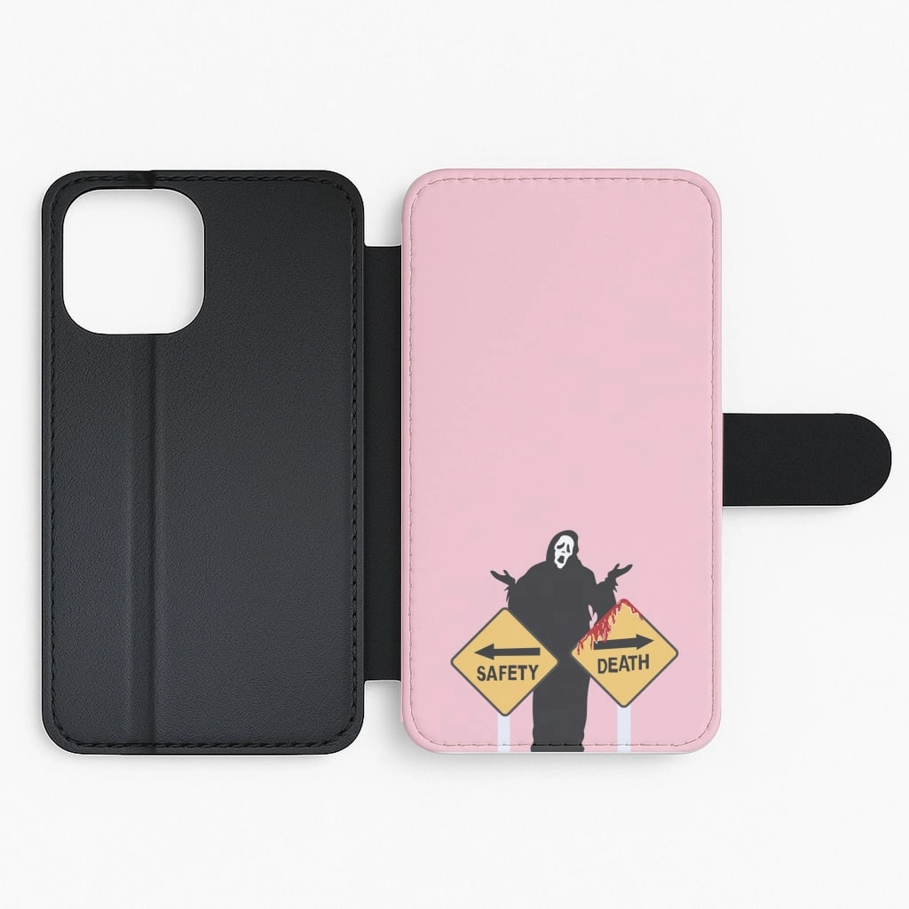 clean design Safety Or Death - Scream Flip / Wallet Phone Case