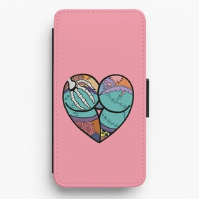 Sally And Jack Heart - TNBC Flip / Wallet Phone Case Protective Build Texture