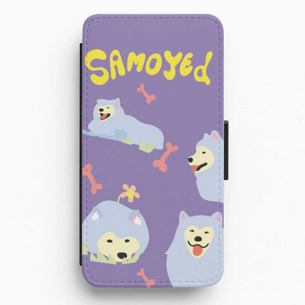 Samoyed - Dog Patterns Flip / Wallet Phone Case Hybrid Build
