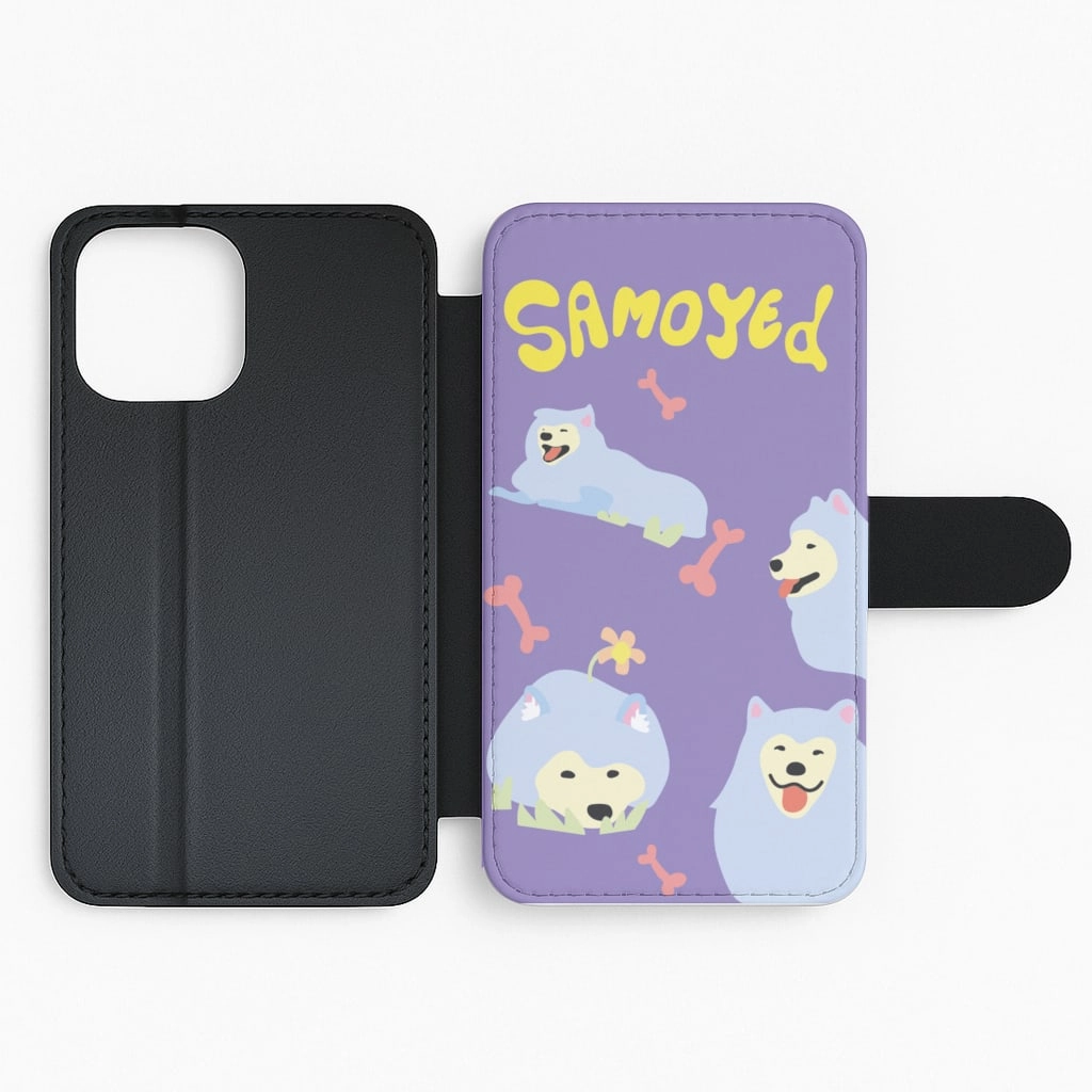 Samoyed - Dog Patterns Flip / Wallet Phone Case Soft Touch Daily Style