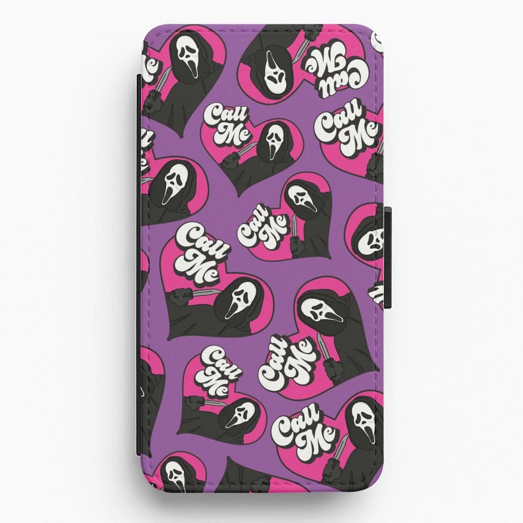 Call Me Heart Pattern Flip / Wallet Phone Case Premium Surface Soft Surface