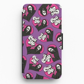 Call Me Heart Pattern Flip / Wallet Phone Case Premium Surface Soft Surface