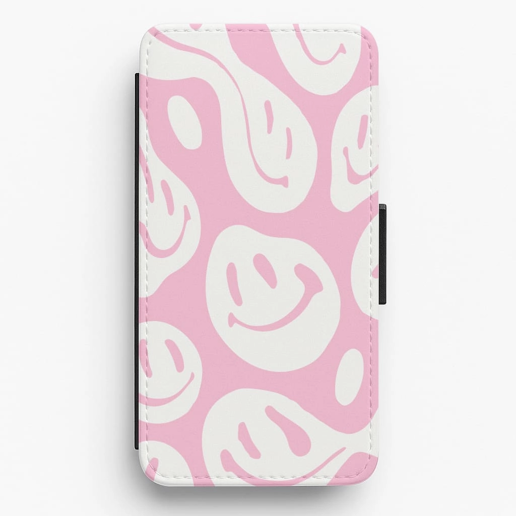 Flexible Protection Strong Corners Trippn Smiley - Pink Flip / Wallet Phone Case