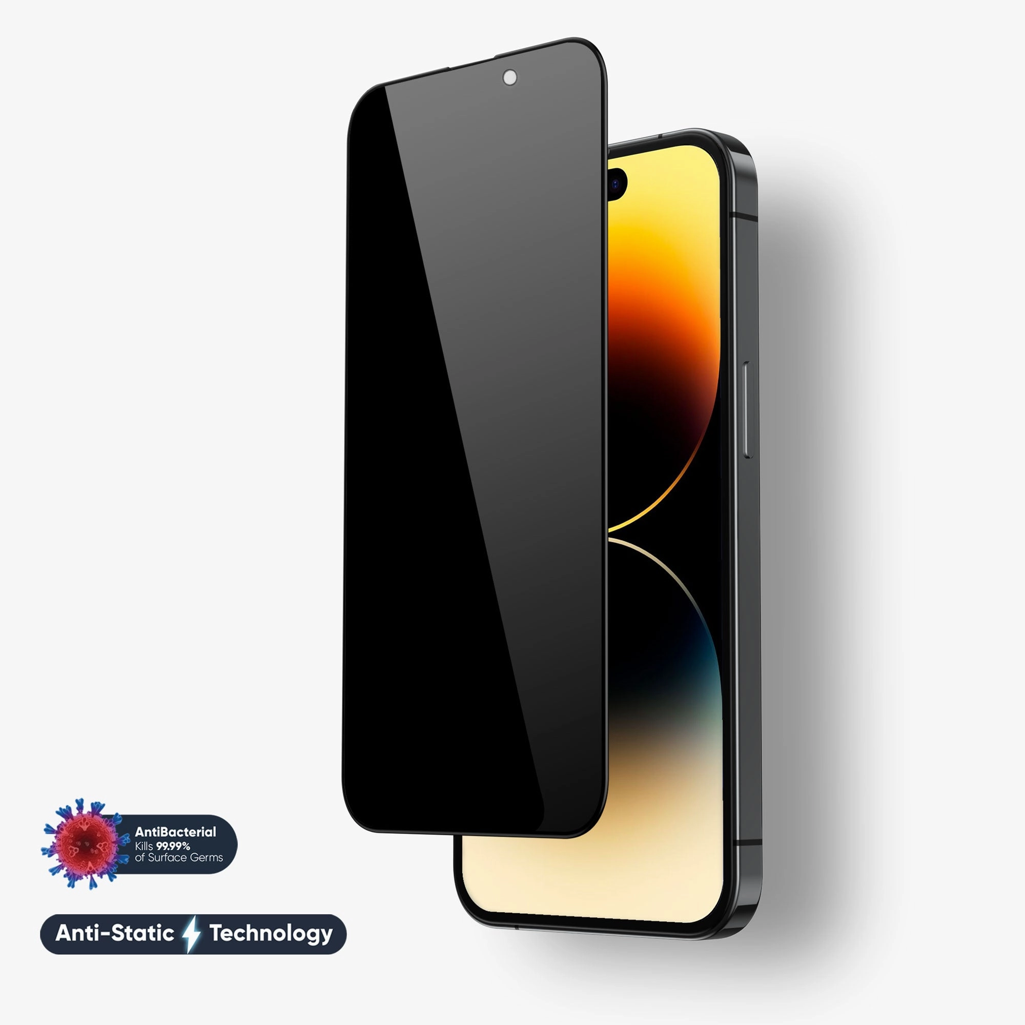 NanoArmour for iPhone 14 Pro Privacy Screen Protector Antimicrobial Anti-Dust Edge-to-Edge fitness tracker screen film