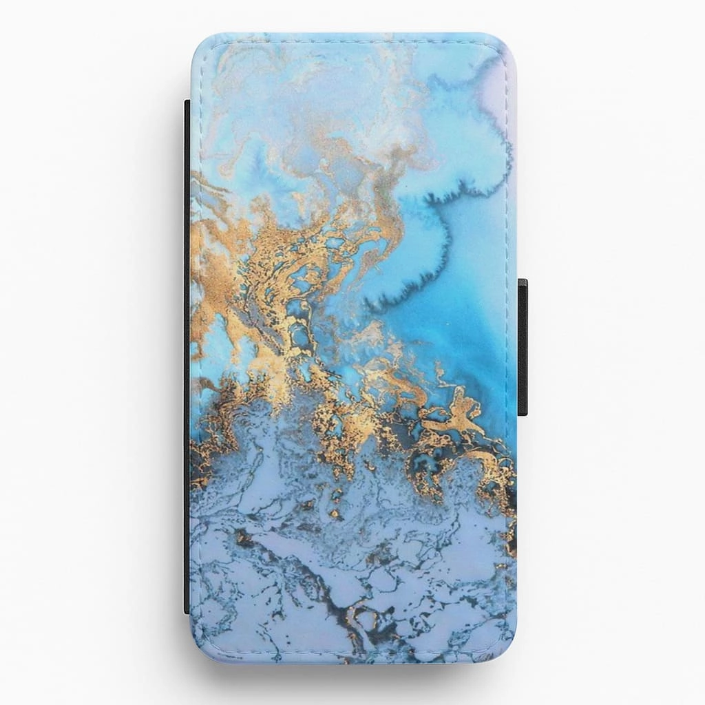 Comfort touch Comfort Use Sea Blue and Gold Marble Flip / Wallet Phone Case