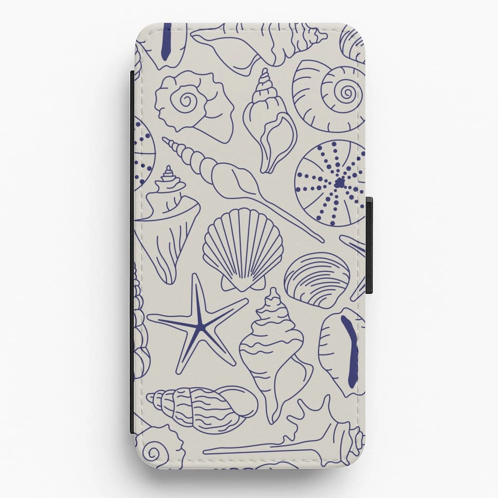 Sea Shells - Clean Girl Aesthetic Flip / Wallet Phone Case Soft Feelings Modern Build Texture
