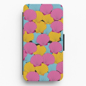 Gloss Layer Cushioned Edge Seashells Pattern 9 Flip / Wallet Phone Case