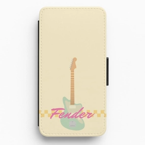 Blue Guitar Fender Flip / Wallet Phone Case Stylish Detail