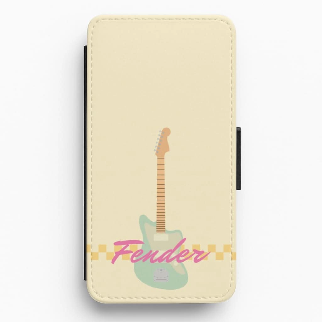 Blue Guitar Fender Flip / Wallet Phone Case Stylish Detail