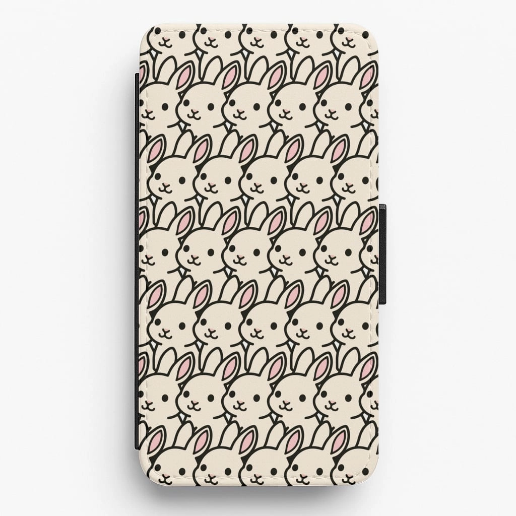 Bunny Rabbit Pattern Flip / Wallet Phone Case Smooth Surface Lightweight Shell